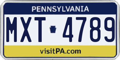 PA license plate MXT4789