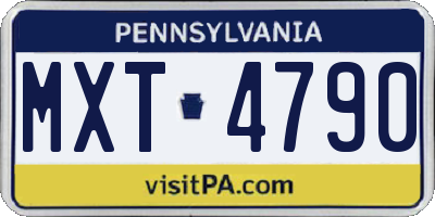 PA license plate MXT4790