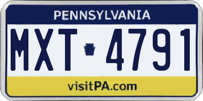 PA license plate MXT4791