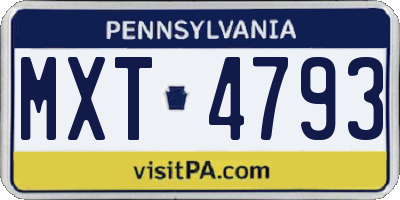 PA license plate MXT4793