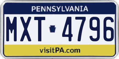 PA license plate MXT4796