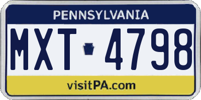 PA license plate MXT4798