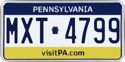 PA license plate MXT4799