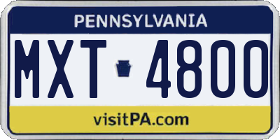 PA license plate MXT4800