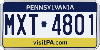 PA license plate MXT4801
