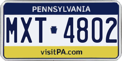 PA license plate MXT4802