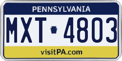 PA license plate MXT4803