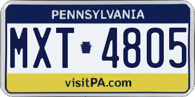 PA license plate MXT4805