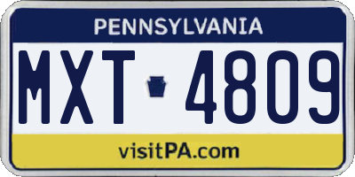 PA license plate MXT4809
