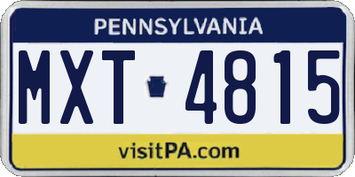 PA license plate MXT4815