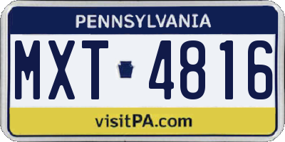 PA license plate MXT4816