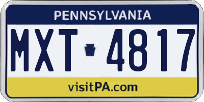 PA license plate MXT4817