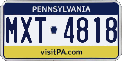 PA license plate MXT4818