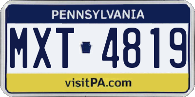 PA license plate MXT4819
