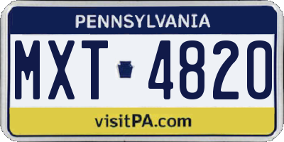 PA license plate MXT4820