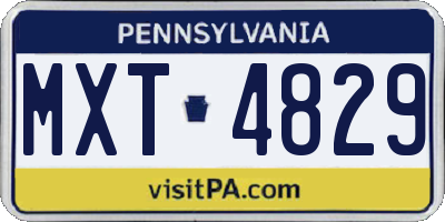 PA license plate MXT4829
