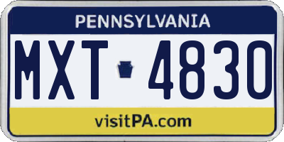 PA license plate MXT4830