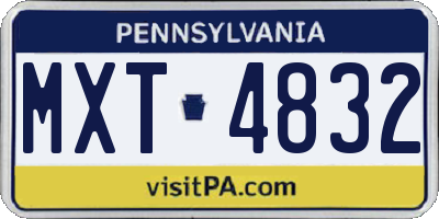 PA license plate MXT4832