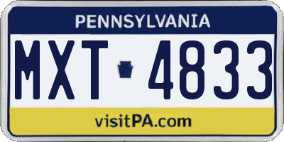 PA license plate MXT4833
