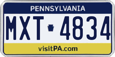 PA license plate MXT4834