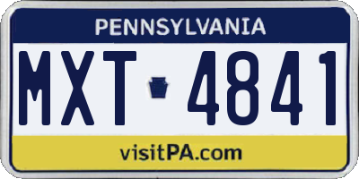 PA license plate MXT4841