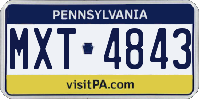 PA license plate MXT4843