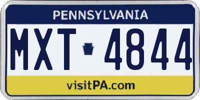 PA license plate MXT4844