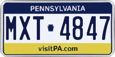 PA license plate MXT4847