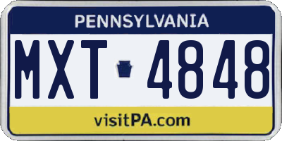 PA license plate MXT4848