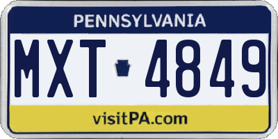PA license plate MXT4849