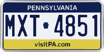 PA license plate MXT4851