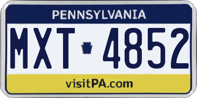 PA license plate MXT4852