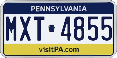 PA license plate MXT4855