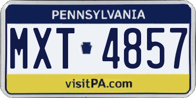 PA license plate MXT4857