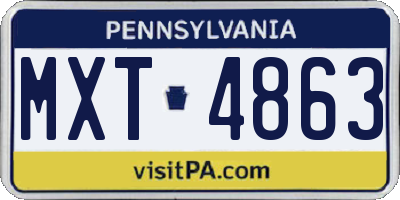 PA license plate MXT4863