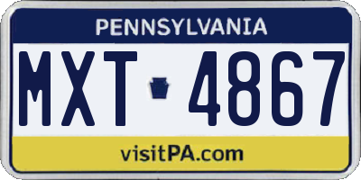 PA license plate MXT4867