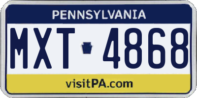 PA license plate MXT4868