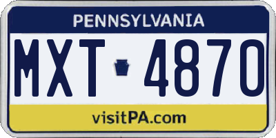 PA license plate MXT4870