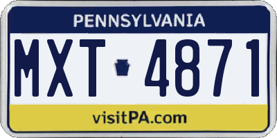 PA license plate MXT4871