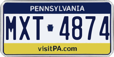 PA license plate MXT4874