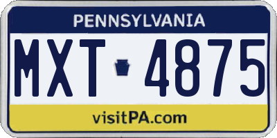PA license plate MXT4875