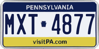 PA license plate MXT4877