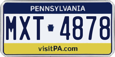 PA license plate MXT4878