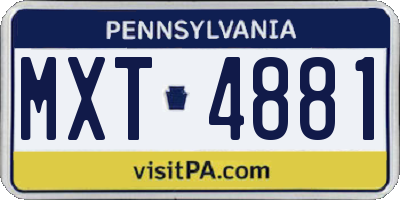 PA license plate MXT4881