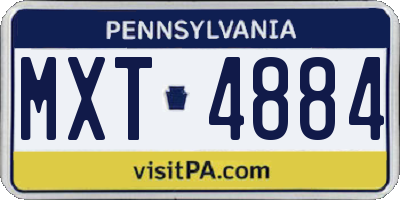 PA license plate MXT4884