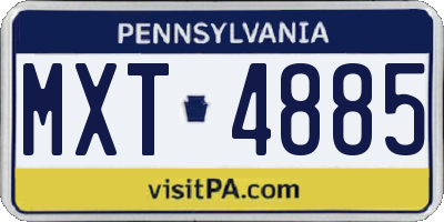 PA license plate MXT4885