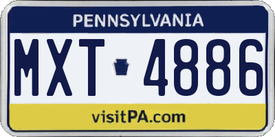 PA license plate MXT4886