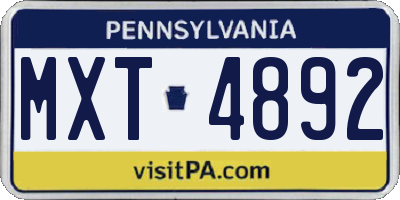 PA license plate MXT4892