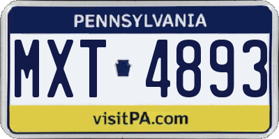 PA license plate MXT4893