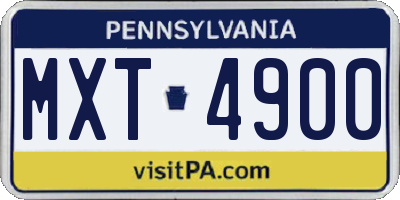 PA license plate MXT4900